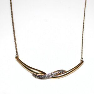 Vintage Two-Tone Metal Bar Pendant Necklace – Minimalist Modernist Jewelry